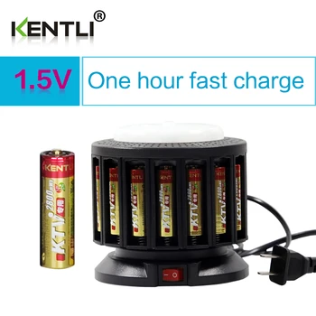KENTLI 16-lizdas USB polimero li-ion ličio baterijos įkroviklis + 16 vnt. polimero li-ion baterijos AA / AAA tipo akumuliatoriai