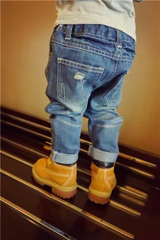 Kindstraum 2017 Baby Džinsai Mergaitėms Berniukai Mados Ripped Jeans 2 spalvų Plauti Atsitiktinis Kelnės Vaikams, Vaikams Medvilnės Džinsinio audinio Kelnės,MC448