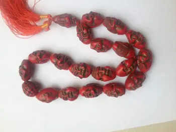 Kinija kolekcionuojamų ranka raižyti Raudonos, Koralų karoliai 18 arhats,Rankų kontaktinių laidų