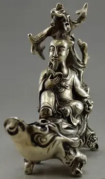 Kolekcines, Dekoruoti Senas, Rankų Darbas Tibeto Sidabro Vyresnysis Skaityti Ant Medžio Šakos Statula
