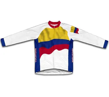 Kolumbijos Vėliava Žiemos šiluminis ciklas Megztiniai Vyrų Dviračių Drabužių Maillot Ciclismo