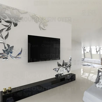 Kūrybos įstrižainės elegantiškas augalų, gėlių didelis sieninis veidrodis lipdukai geriausia PASIDARYK pats apdailos TV, sofa fone interjero dekoro R008