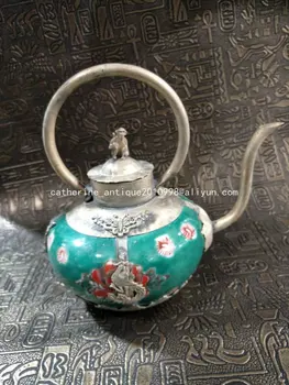 Labai reti Čing Dinastija sidabro ir procelain arbatinukas,Mėlynos spalvos,su žyma,Nemokamas pristatymas