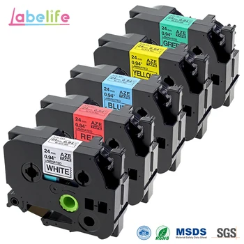 Labelife 5 Pack Combo Set 24mm Vidurio-251,451,551,651,751 Suderinama Brother P-Touch PT-330 350 520 540 Label Maker