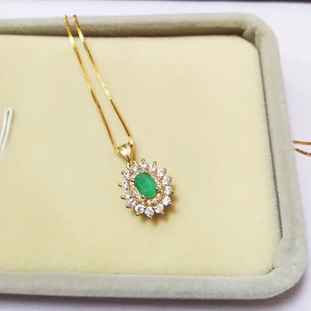 LANZYO 925 sterlingas sidabro Smaragdas Pakabučiai dovana moterims, papuošalai smaragdas Vestuvių Fine Jewelry Klasikinio stiliaus z040601agml