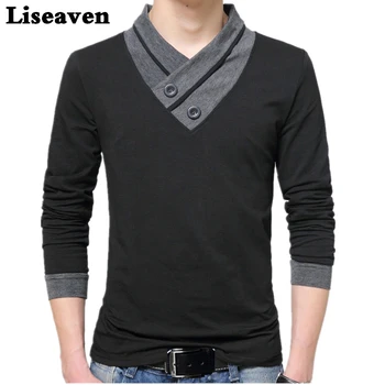 Liseaven Vyrų Viršūnes & Tees ilgomis Rankovėmis marškinėlius Prekės Marškinėliai T Shirt Mens Plius Dydis Medvilnės Rudens Žiemos Drabužių