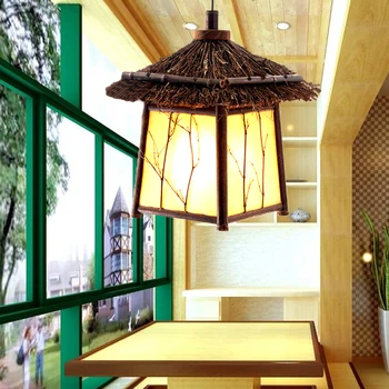 Loft sodo pakabukas lempos Bambuko sieniniai šviestuvai asmenybės žibintų restoranas Kinų bambukas laiptų, balkonų za