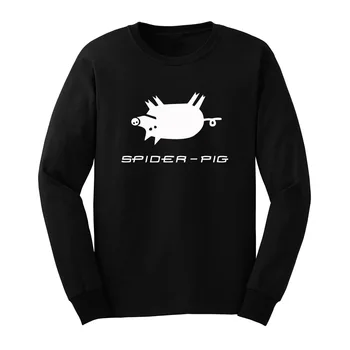 Loo Rodyti Mens Spider-Pig Juokinga Long Sleeve T-Shirts Atsitiktinis Vyrai Tee