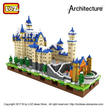 LOZ Deimantų Blokai Architektūros Žaislai Schloss Neuschwanstein Pilis Modelis Naujas Swan Akmens Pilis Blokų Pastato Nustatyti Plytų 9049