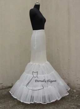 Lycra Tiulio Balta/Juoda Undinė Trimitas Stiliaus Vestuvių Suknelė Mergina Krinolīns Slydimo US2-US18