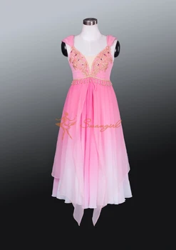 M. Naujos Atvykimo!suaugusiųjų&Vaiko aukštos kokybės šifono rožinė ilga profesionalių baleto suknelė,veiklos baleto suknelės sijonas mergaitėms