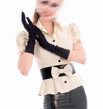 Mados moterų drabužius Balta latekso striuke ir juoda guma, sijonai, fetišas vestidos gummi 0,4 mm, plius dydžio karšto pardavimo