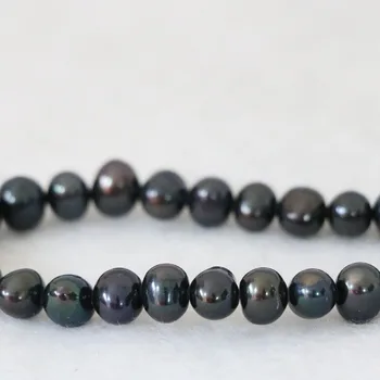 Mados žavesio papuošalai gamtos juodos spalvos gėlavandenių perlų nearround 7-8mm fit 