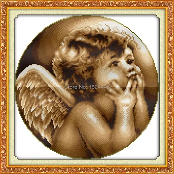 Mielas angelas,skaičiuojami atspausdinta ant drobės DMC 14CT 11CT Kryželiu rinkiniais,siuvinėjimo Rinkinių rankdarbiams,Mergina, rankų darbo Namų Dekoro