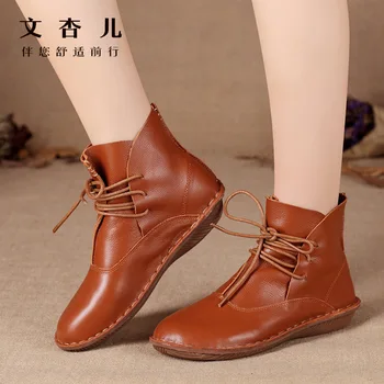 Moterims, natūralios odos batai funkcija abrikosų odiniai batai retro Japonų meno Sen moterų turas batai, didmeninė
