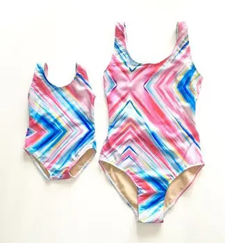 Motina Dukra maudymosi kostiumėlis Vasaros Pliažas Atitikimo maudymosi Kostiumėliai, Gėlės Juostele Moteris Mergaičių Europoje ir Amerikoje Bikini Plaukimo Pajūrio