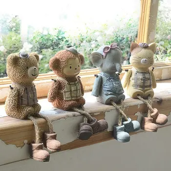 Namų Dekoro Priedai Senovinių Namų kabinti koja lėlės dervos amatų Animacinių filmų kabinti kojų mažų gyvūnų, sodo dekoracijos