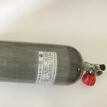 Naujas 6.8 L 4500psi 300bar oro bakas visiškai suvynioti anglies pluošto, aliuminio lydinio linijinės butelis nardymas su vožtuvas-E