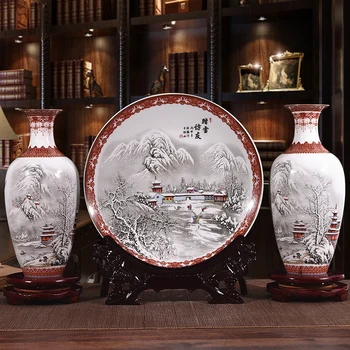 Naujas Atvykimo Antikvariniai Jingdezhen Keramikos Vaza Plokštės Rinkinys Klasikinio Kinų Tradicinės Apdailos Vaza Gėlių Porceliano Vaza