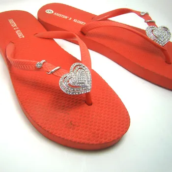 Naujas kristalai širdis žavesio moterų paplūdimio batai, sandalai vasarą apdailos ornamentu papuošalai aksesuaras 6pairs daug