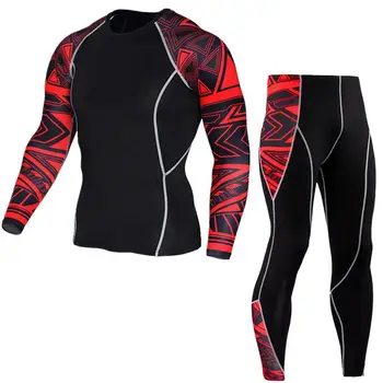 Naujausias Fitneso Suspaudimo Rinkiniai Marškinėliai Vyrams 3D Atspausdintas MMA Crossfit Raumenų Marškinėliai Antblauzdžiai Bazės Sluoksnis Stora kostiumas
