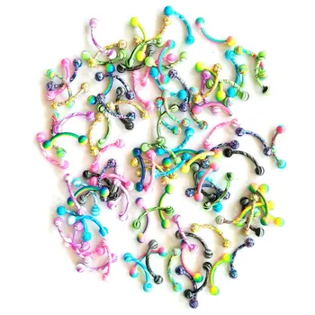 Naujų spalvų antakių papuošalai sumaišykite didmeninė 100vnt 16gauge išlenktų antakių žiedas su kamuoliukus kūno auskarų mados moterų, vyrų dovana