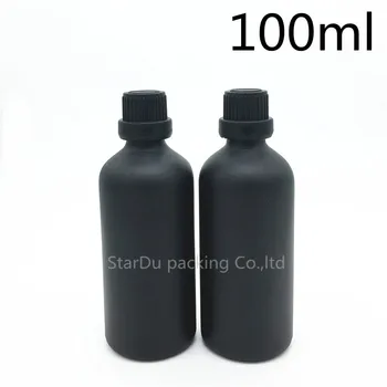 Nemokamas Pristatymas 100ML Juodo Matinio Stiklo Butelis, juoda suklastoti akivaizdu bžūp Kvepalų buteliuko,200pcs 100cc Buteliukai eterinio Aliejaus Buteliai