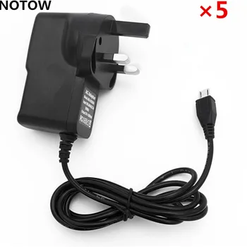 NOTOW (5vnt/lot) UK Plug 5V 2A Micro USB Sieninis Įkroviklis Adapteris, Maitinimo Laidas, Skirta 