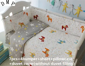 Nuolaida! 6/7pcs kūdikių patalynės komplektas medvilnės vaikiška lovelė rinkiniai antklodė padengti lapo pagalvę padengti,120*60 arba 120*70cm