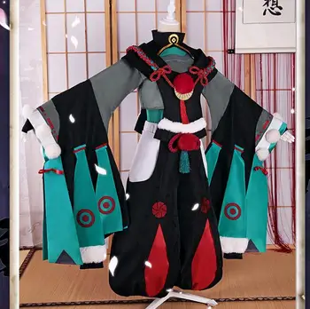 Onmyoji hellspawn awakneing juoda lada kimono cosplay kostiumų skrybėlę ir liemenę, kelnes, pirštines, kad rankų pakabinti kojinės