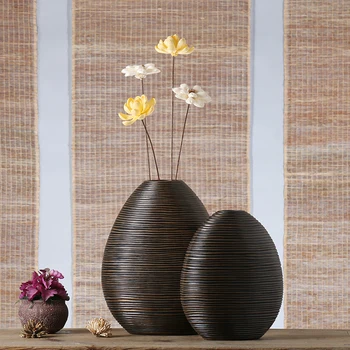 Ovalo formos dervos kūrybos abstrakčiai Retro gėlių vaza puodą derliaus statula namų dekoro amatų kambarį apdailos dervos didelis grindų vaza dovana