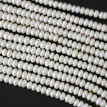 Pakabukai gamtos kultūringas gėlavandenių baltųjų perlų karoliukus, abacus 6*8mm moterų 