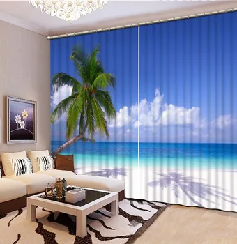 Paplūdimys dekoracijos Užuolaidas kambarį Patalynės kambario 3D, Užuolaidos Namų Puošybai Gamyklos diret pardavimas