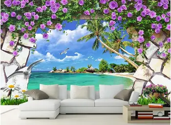 Pasirinktinius nuotraukų 3d tapetai, neaustiniai freskos Modernus gėlių vynuogių gamtos peizažas gražus 3d sienų freskomis tapetai už kambarį