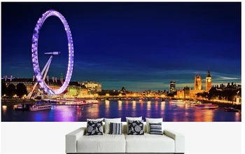 Pasirinktinius nuotraukų foną, Londono Panorama freskomis sėdint kambarį, miegamąjį, TV, sofa sienos vandeniui vinilo papel DE parede