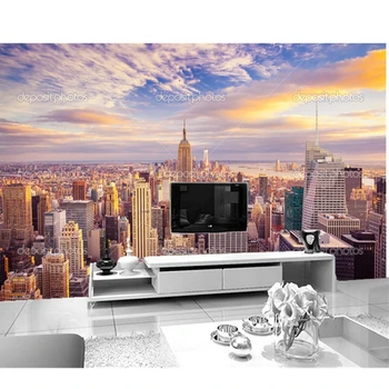 Pasirinktinius nuotraukų foną,New York City Saulės panorama.3D freskomis už kambarį, miegamąjį, TV sienos vandeniui vinilo papel de parede