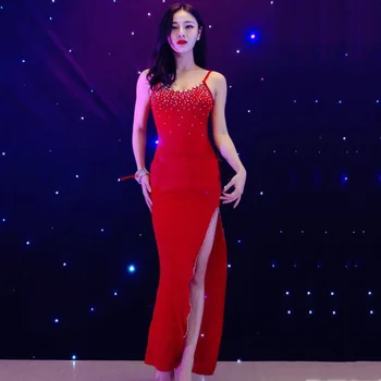 Pigūs Naujas Seksualus Lotynų Šokių Suknelė Moterų Mados Originalus Raudona Backless Suknelės Lady Flamenko Rumba Sportinių Šokių Kostiumai B226