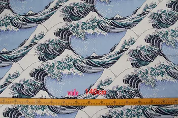 Platus 140cm Spausdinti Jūros Bangos Metras Audinio, Medvilnės Audinys Quilting Kūdikių namų Tekstilės Audinio kratinys 