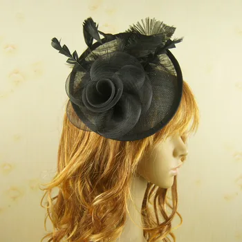Ponios kokteilis fascinator Elegantiškas Ponios royal fascinator sinamay fascinator moterų plunksnų skrybėlę vestuvių/šalis, plaukų aksesuaras