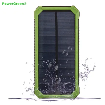 PowerGreen Monokristalinius Saulės Elementų Kroviklis 15000mAh Dual Išėjimo Solar Power Bank su Karabinai, 