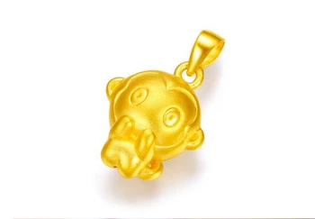 Prabangių Mados Žavinga 24K Geltonojo Aukso Pakabukas Mielas Beždžionės Pakabukas