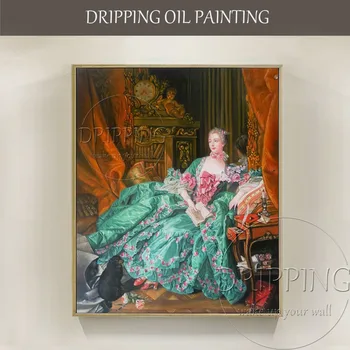 Puikus Menininko Ranka-dažytos Aukštos Kokybės Impresionistų Madame de Pompadour Portretas Aliejaus Tapybai Francois Bušas Naftos Tapyba