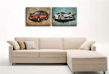 Rankų darbo dizaino modernus automobilių nuotraukas bauda, drobė meno dekoro set nuotraukos spausdinamos 2vnt šiuolaikinio gyvenimo kambario sienos dekoras meno