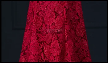 Realios Foto Aukštos Kokybės Raudona Prom Dresses 2017 Nėrinių Varčios Kristalų Undinė Vakaro Suknelės Ilgio Šalis Suknelė Chalatas de Soiree FE69