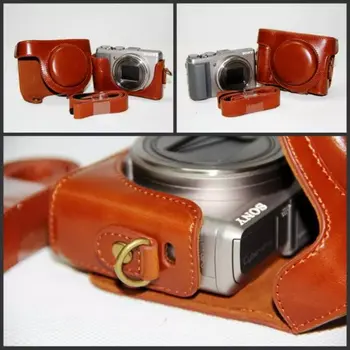 Retro Vintage PU Odos Fotoaparato Krepšys atveju Sony DSC-HX50V HX50 HX60 Fotoaparato Sunku Petį Krepšys su Diržu