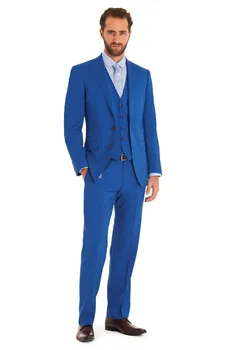 Royal Blue Vieną Mygtuką Jaunikis Tuxedos Vestuvių Kostiumai Vyrams (Striukė+Kelnės+liemenė+kaklaraištis) Vyrų Kostiumai Groomsman Kostiumai Verslo Oficialus Kostiumas