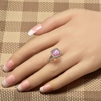 Rožinė Opal White Crystal Žiedas 925 Sterlingas Sidabro, Aukščiausios Kokybės Išgalvotas Papuošalai Vestuvių Žiedo Dydis 5 6 7 8 9 10 11 A230