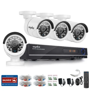 SANNCE 8CH CCTV Saugumo Sistemos HD 1080N HAINAUT DVR 4PCS 720P IR lauko VAIZDO Kameros Sistema, 8 Kanalų Vaizdo Stebėjimo Komplektas