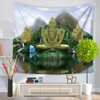 Senovės Indijos Buda Taikos Namų Gobelenas Serija Gamtos Didelis Buda Komfortą Kriauklių, Daugiafunkcinis Kilimas