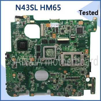 SHELI originalus N43SL nešiojamojo kompiuterio motininė plokštė, Skirta ASUS N43S N43 HM65 nešiojamas plokštė N43SL mainboard išbandyti darbas